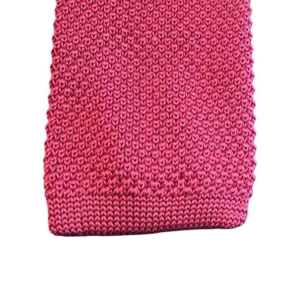 BURMA BIBAS Knit Skinny Square 2" End Bottom Men's Necktie Red Polyester Retro - Picture 2 of 8